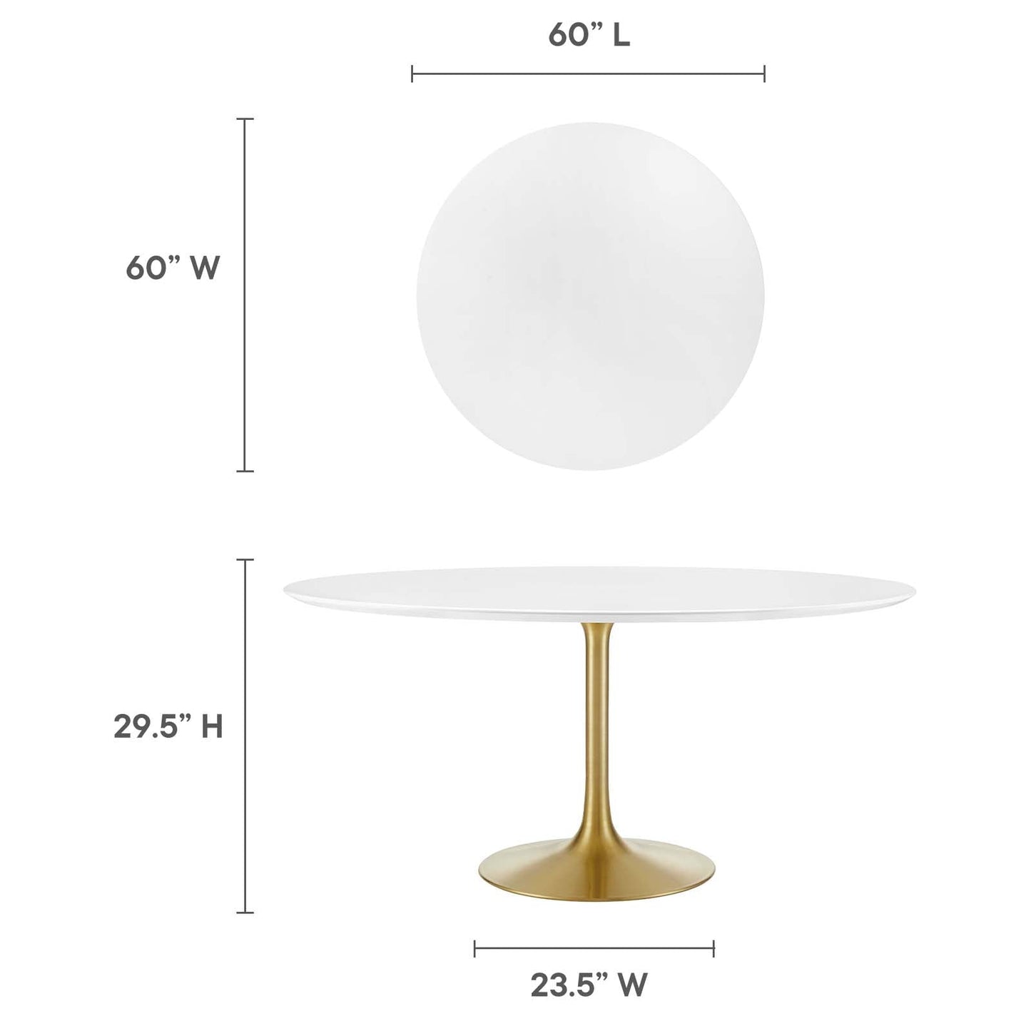 Lippa 60" Round Wood Dining Table - Gold and White, Natural Finishes