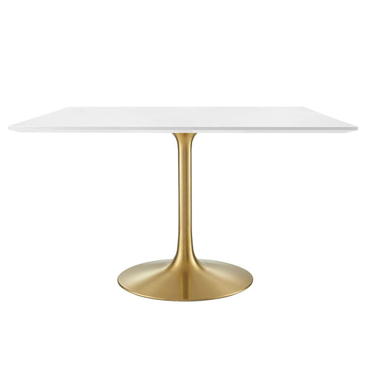 Lippa 47" Square Wood Top Dining Table - Gold and White Finish