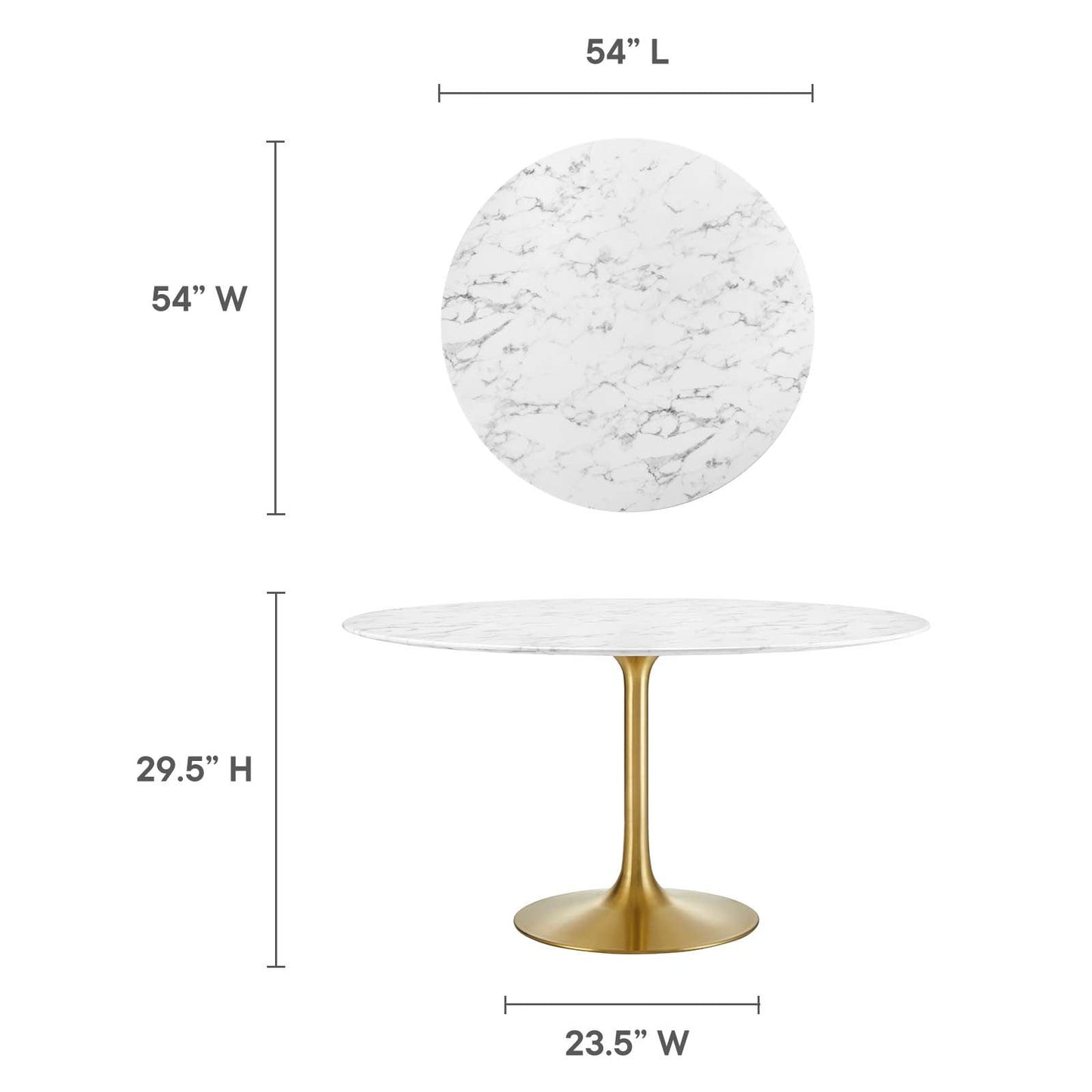 Lippa 54" Round Dining Table - Artificial Marble & Wood Options