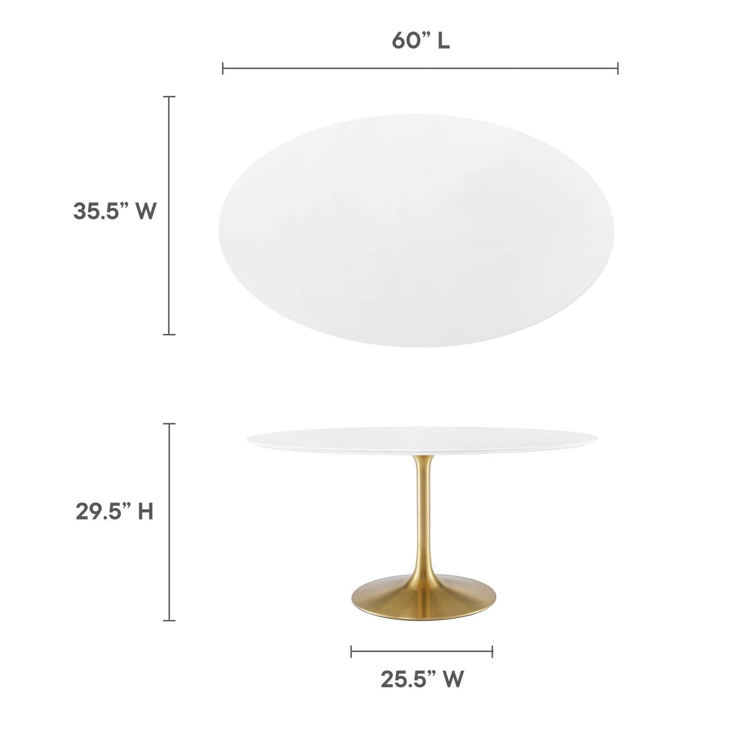 Lippa 60" Oval Dining Table with Gold Base and Artificial Marble or Wood Options
