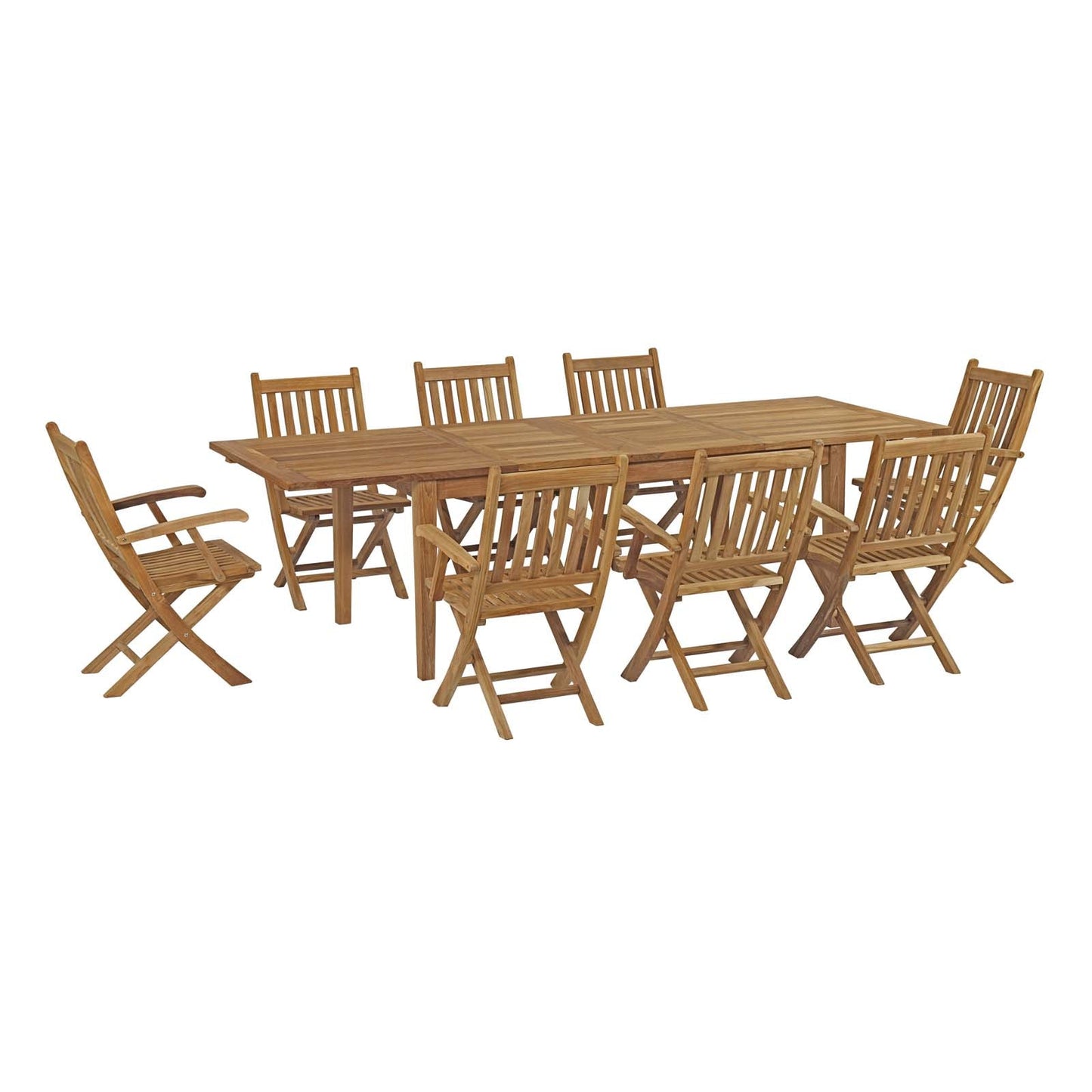 Marina 9 Piece Outdoor Patio Teak Dining Set by Modway EEI-3281-NAT-SET