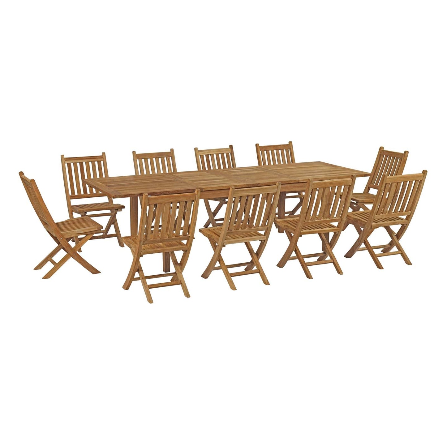 Marina 11 Piece Outdoor Patio Teak Dining Set by Modway EEI-3284-NAT-SET