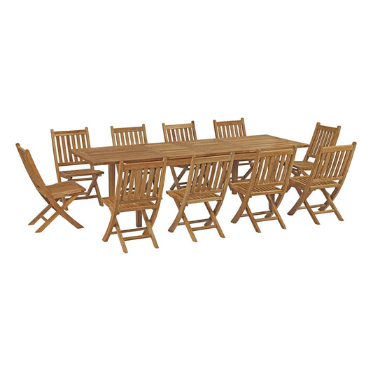 Marina 11 Piece Outdoor Patio Teak Dining Set by Modway EEI-3284-NAT-SET