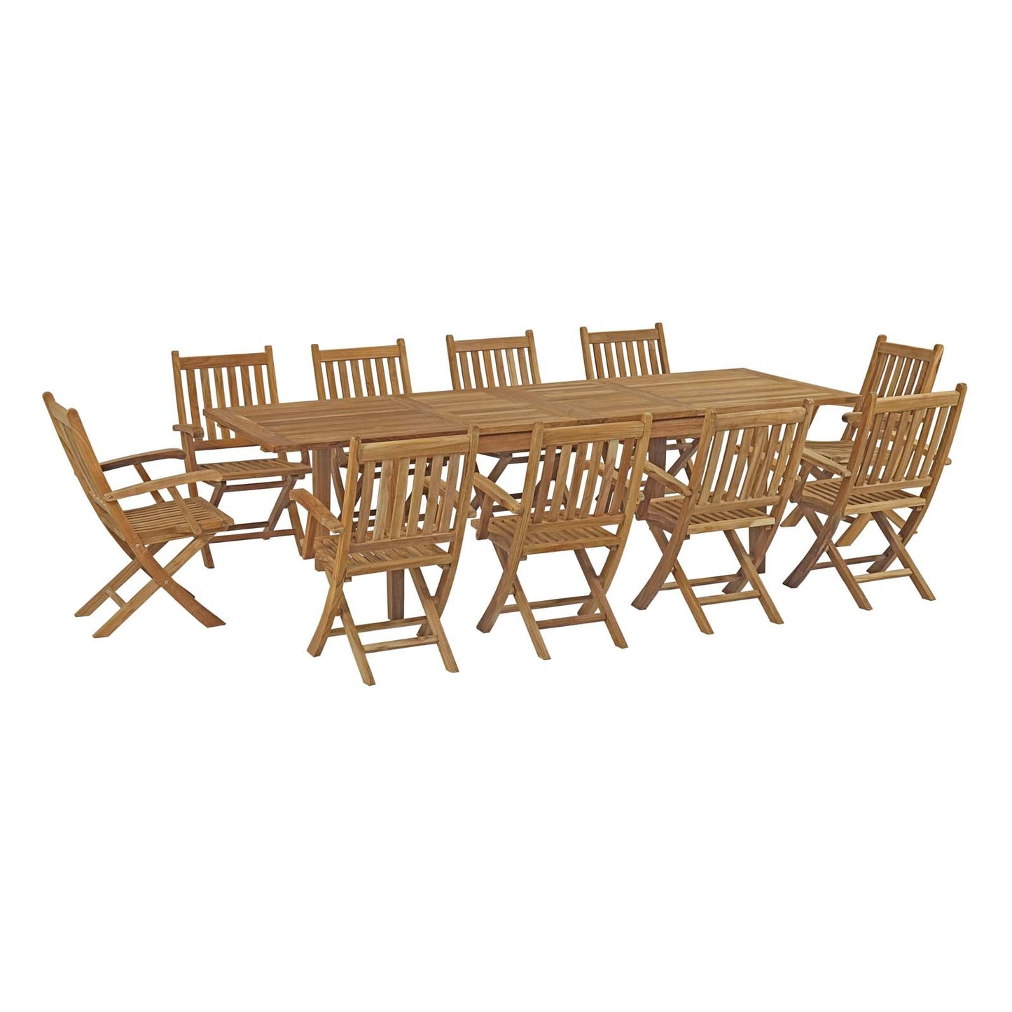 Marina 11 Piece Outdoor Patio Teak Dining Set by Modway EEI-3285-NAT-SET