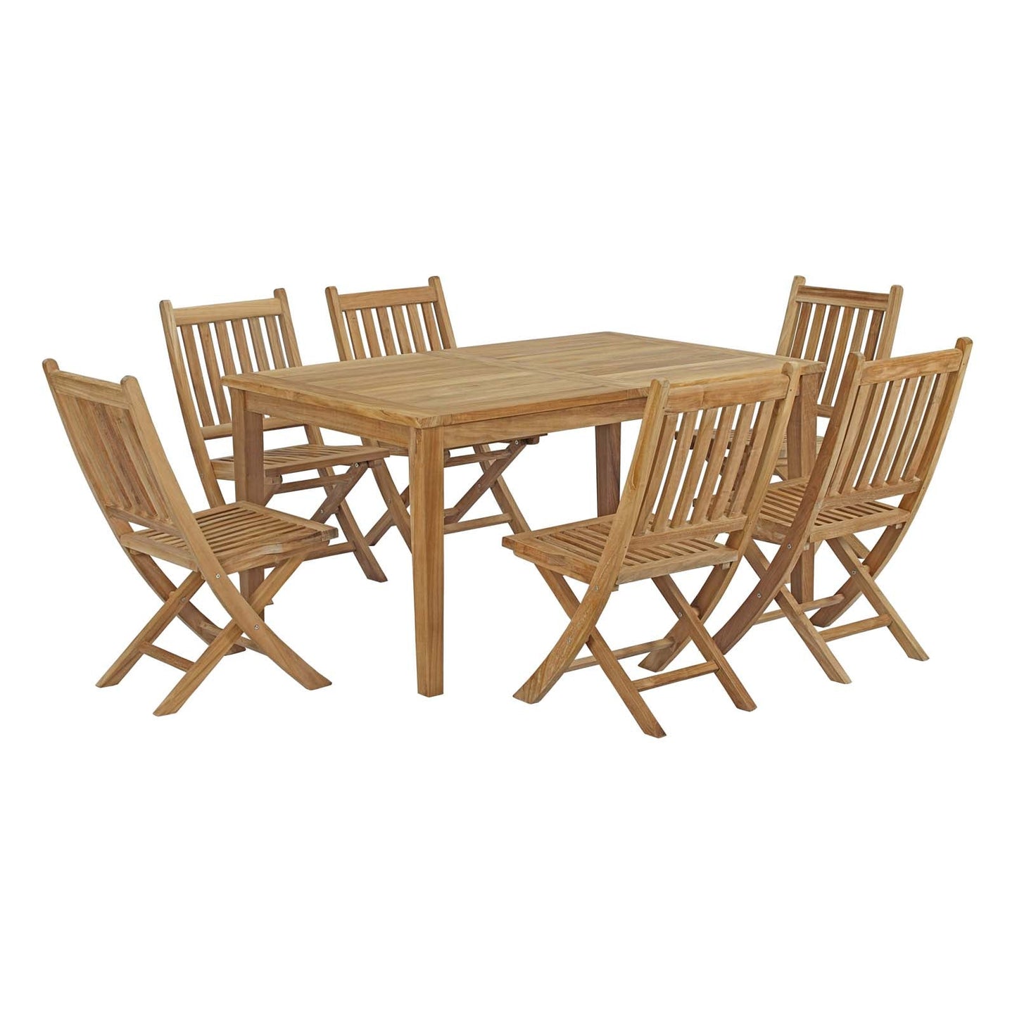 Marina 7 Piece Outdoor Patio Teak Dining Set by Modway EEI-3290-NAT-SET