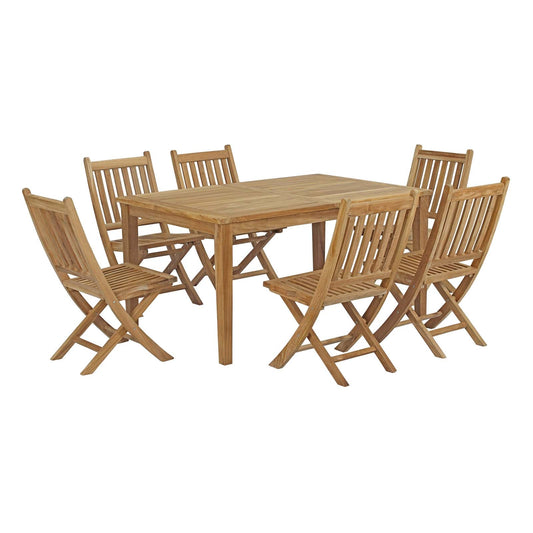Marina 7 Piece Outdoor Patio Teak Dining Set by Modway EEI-3290-NAT-SET