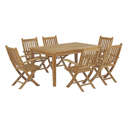 Marina 7 Piece Outdoor Patio Teak Dining Set by Modway EEI-3291-NAT-SET