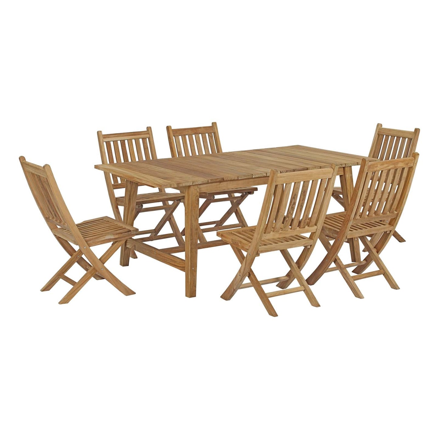 Marina 7 Piece Outdoor Patio Teak Dining Set Natural EEI-3298-NAT-SET