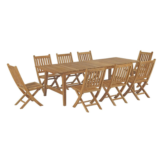 Marina 9 Piece Outdoor Patio Teak Dining Set by Modway EEI-3313-NAT-SET