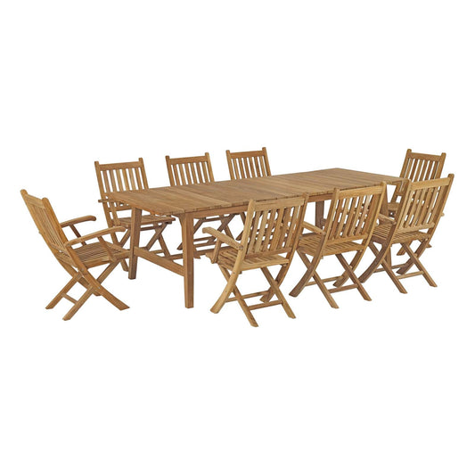 Marina 9 Piece Outdoor Patio Teak Dining Set by Modway EEI-3314-NAT-SET