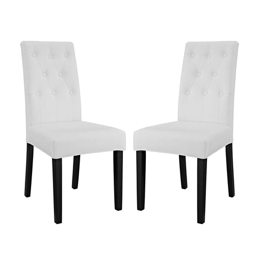 Confer Dining Side Chair Vinyl Set of 2 or 4, White, EEI-3323-WHI, EEI-3324-WHI, EEI-1382-WHI
