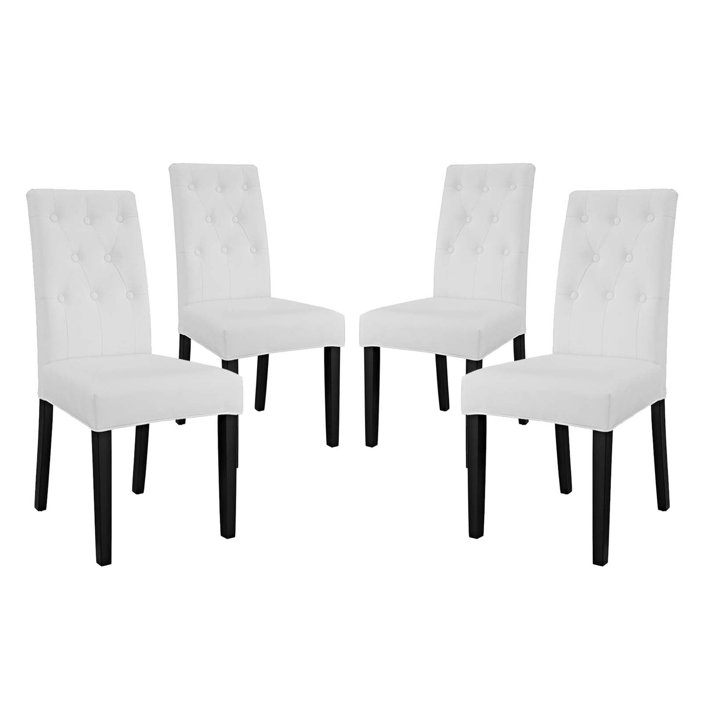 Confer Dining Side Chair Vinyl Set of 2 or 4, White, EEI-3323-WHI, EEI-3324-WHI, EEI-1382-WHI