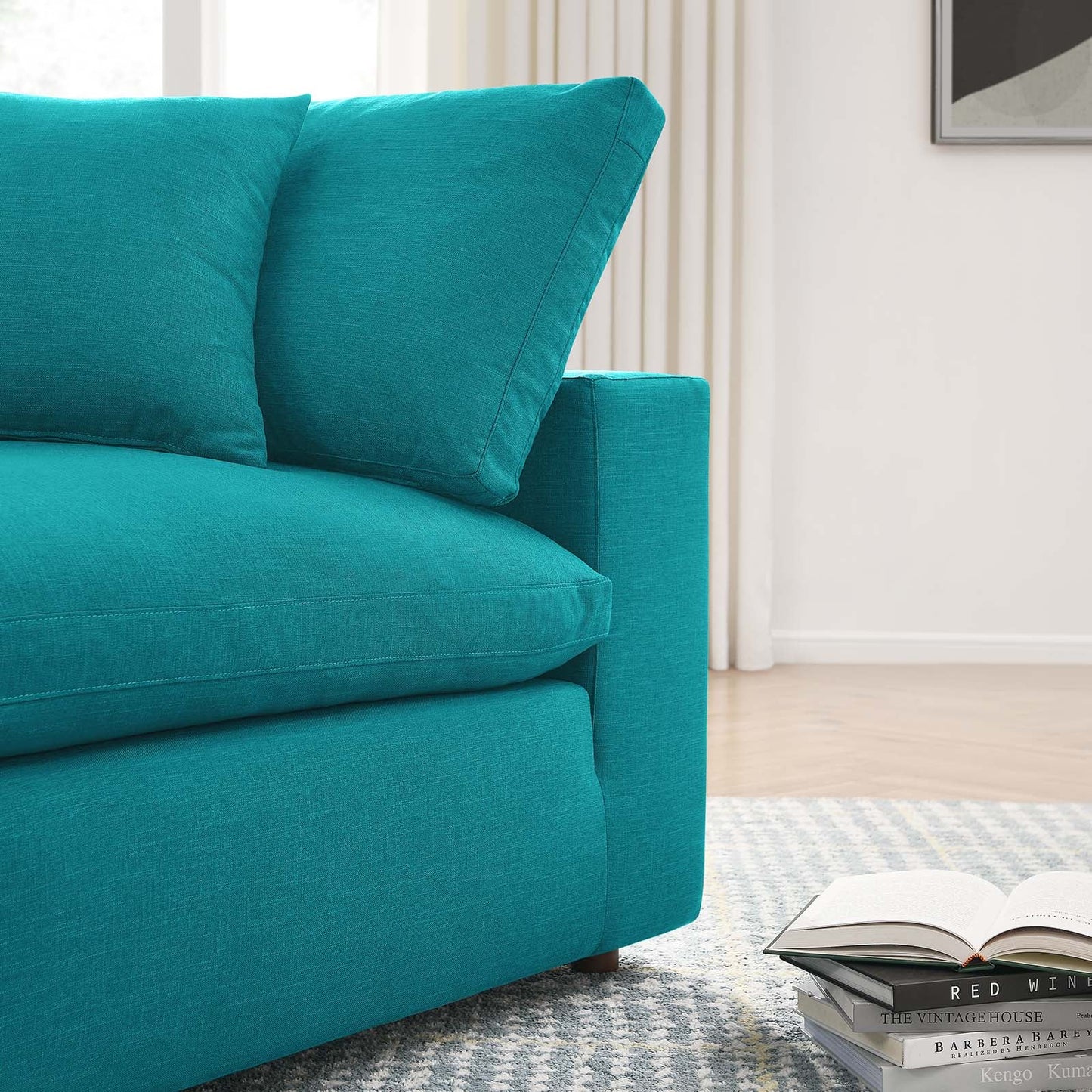 Commix Down Filled Overstuffed 3 Piece Sectional Sofa Set Teal EEI-3355-TEA