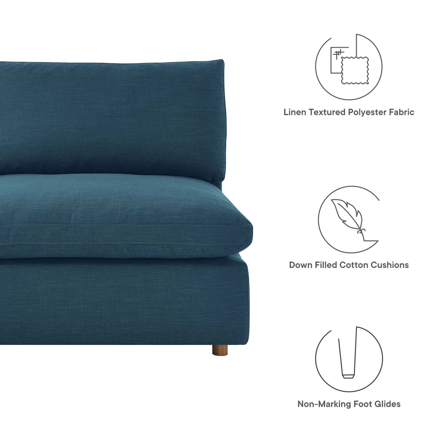 Commix Down Filled Overstuffed 5-Piece Armless Sectional Sofa Azure EEI-3360-AZU