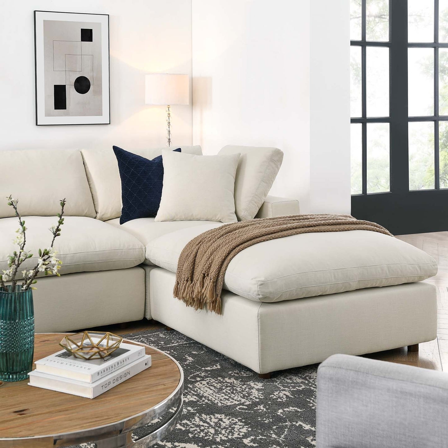 Commix Down Filled Overstuffed 7-Piece Sectional Sofa Light Beige EEI-3364-LBG