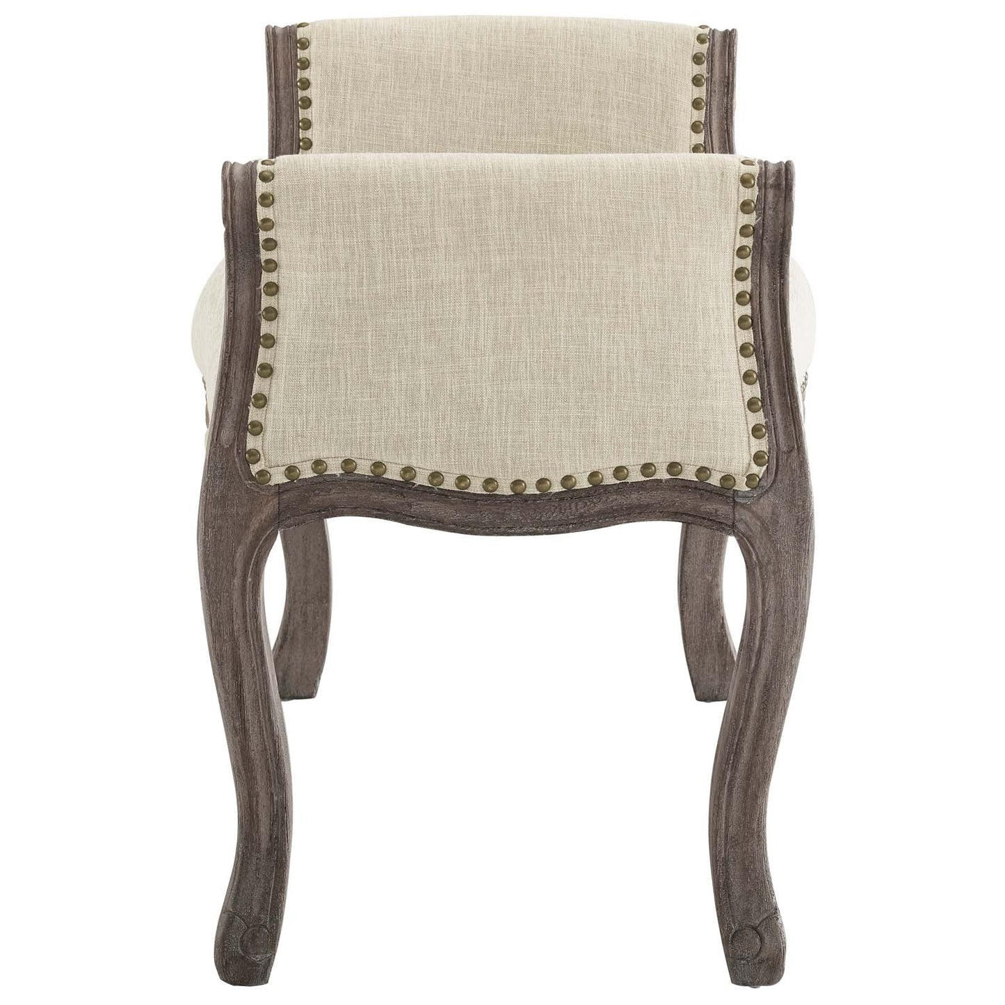 Avail Vintage French Upholstered Fabric Bench Beige EEI-3370-BEI