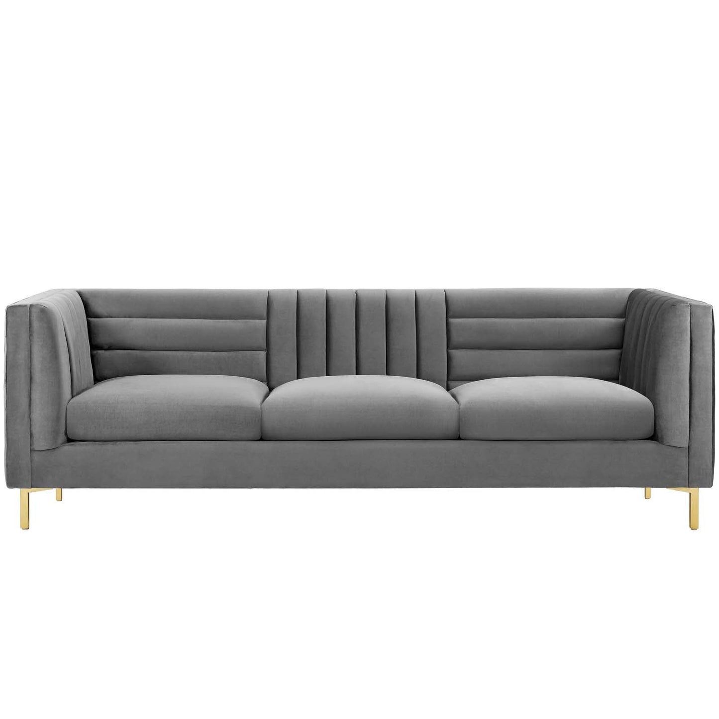 Ingenuity Channel Tufted Performance Velvet Sofa Gray EEI-3454-GRY