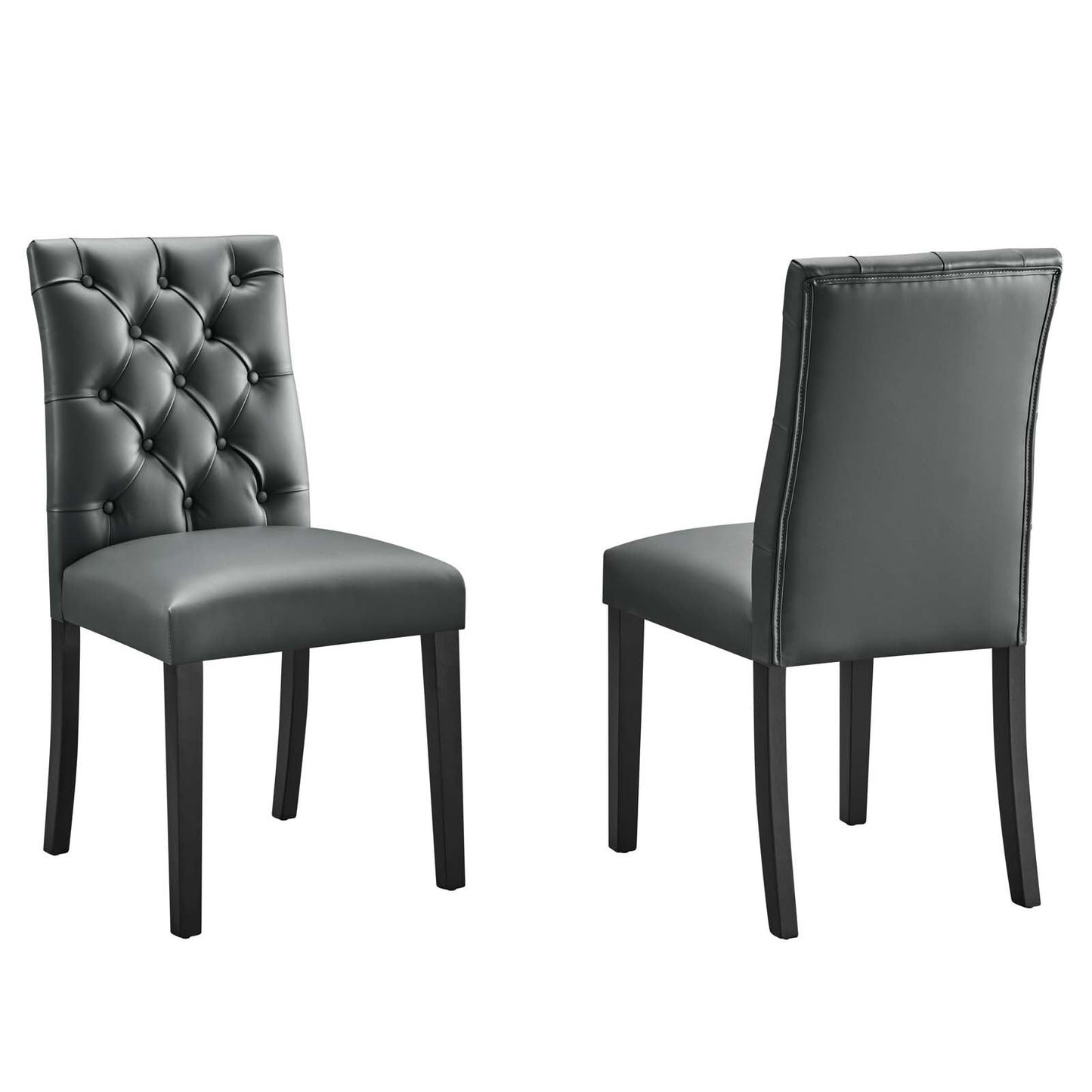Duchess Button Tufted Vegan Leather and Vinyl Dining Chair Set of 2