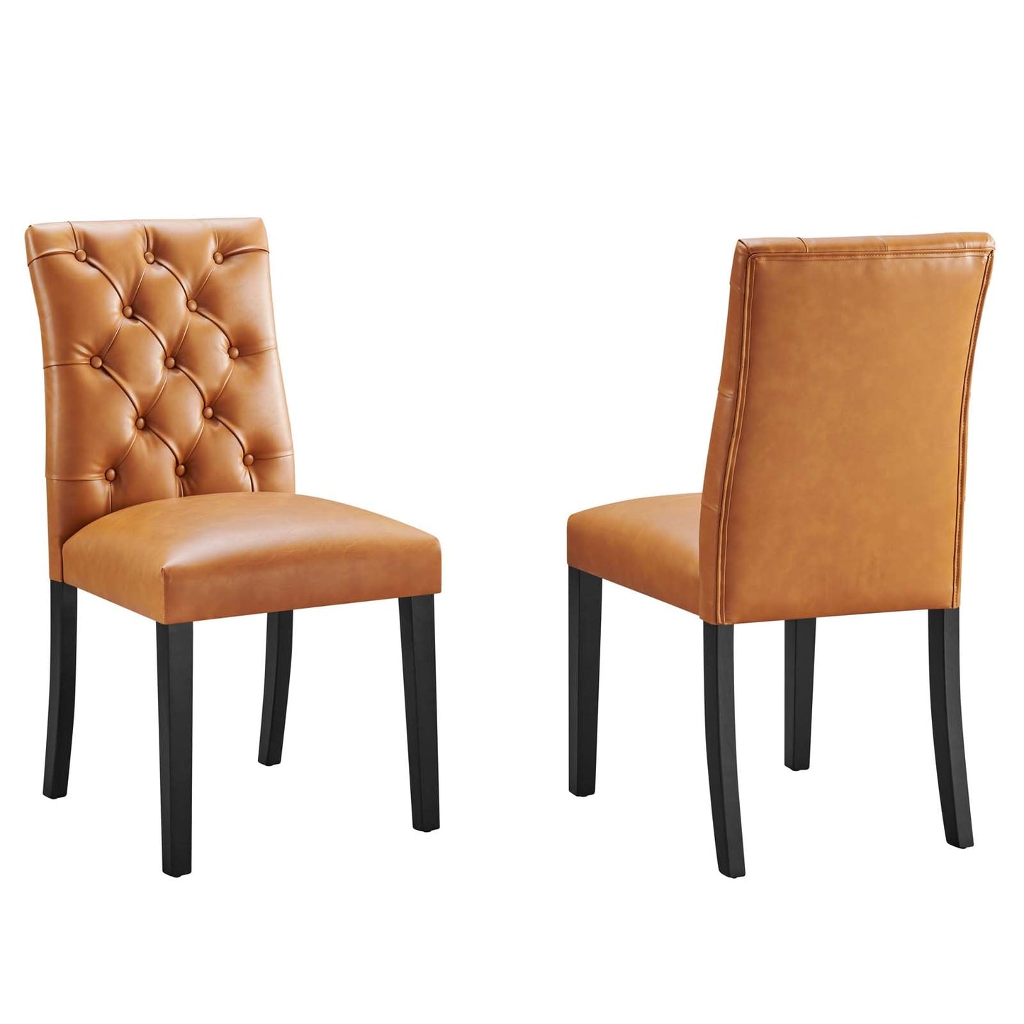 Duchess Button Tufted Vegan Leather and Vinyl Dining Chair Set of 2