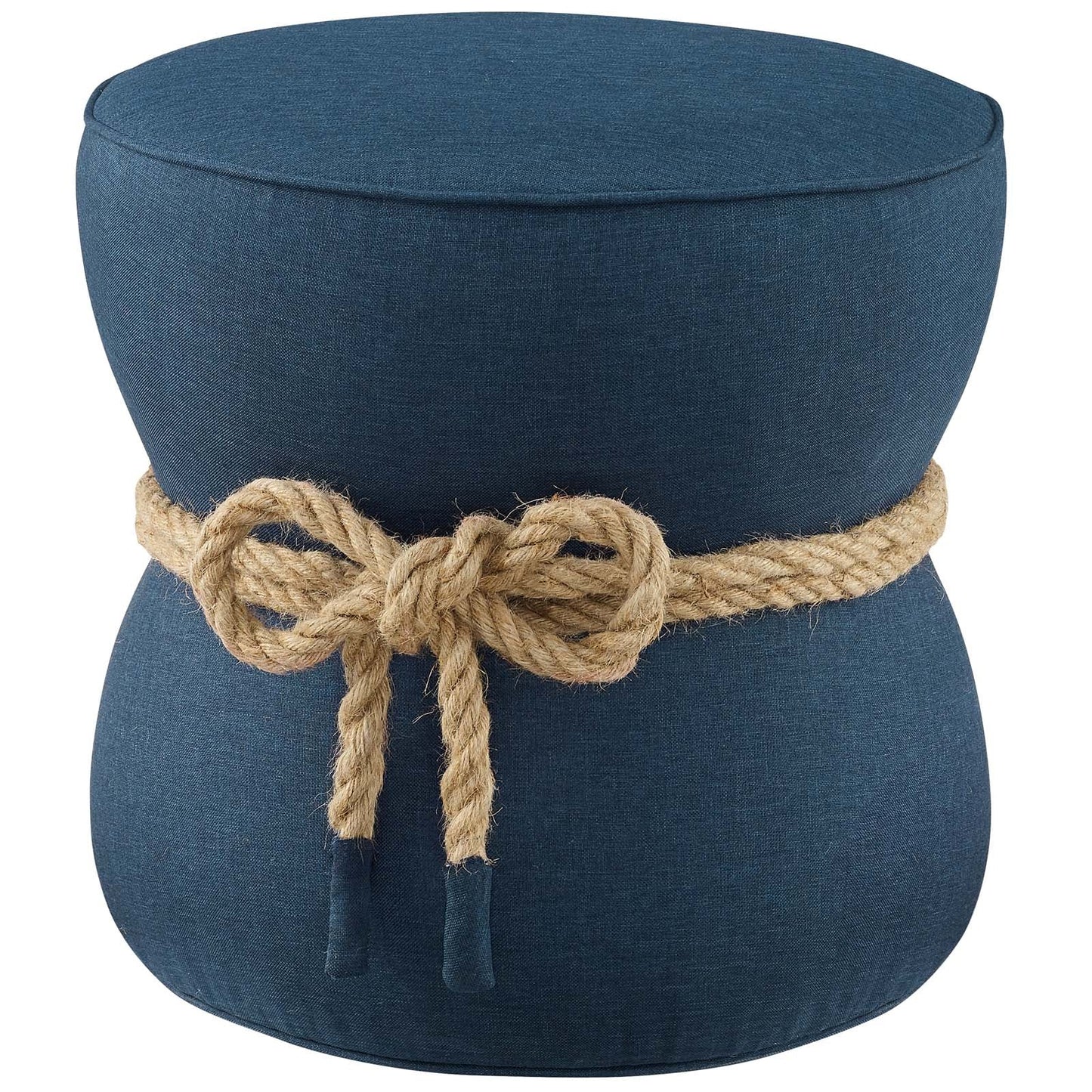 Beat Nautical Rope Upholstered Fabric Ottoman Blue EEI-3483-BLU