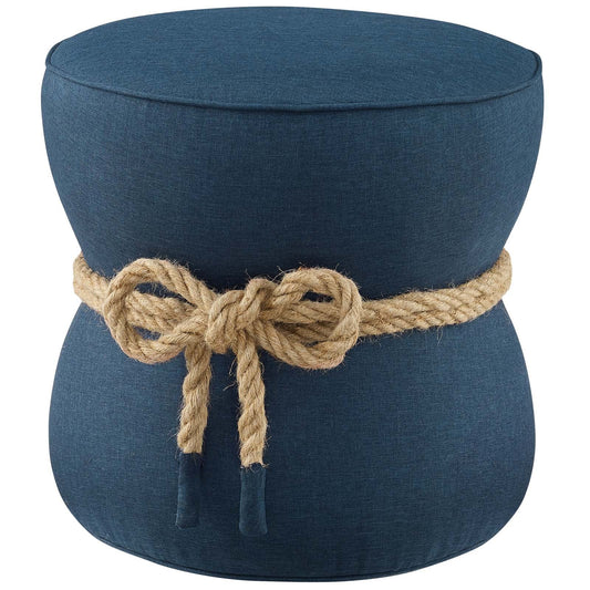 Beat Nautical Rope Upholstered Fabric Ottoman Blue EEI-3483-BLU