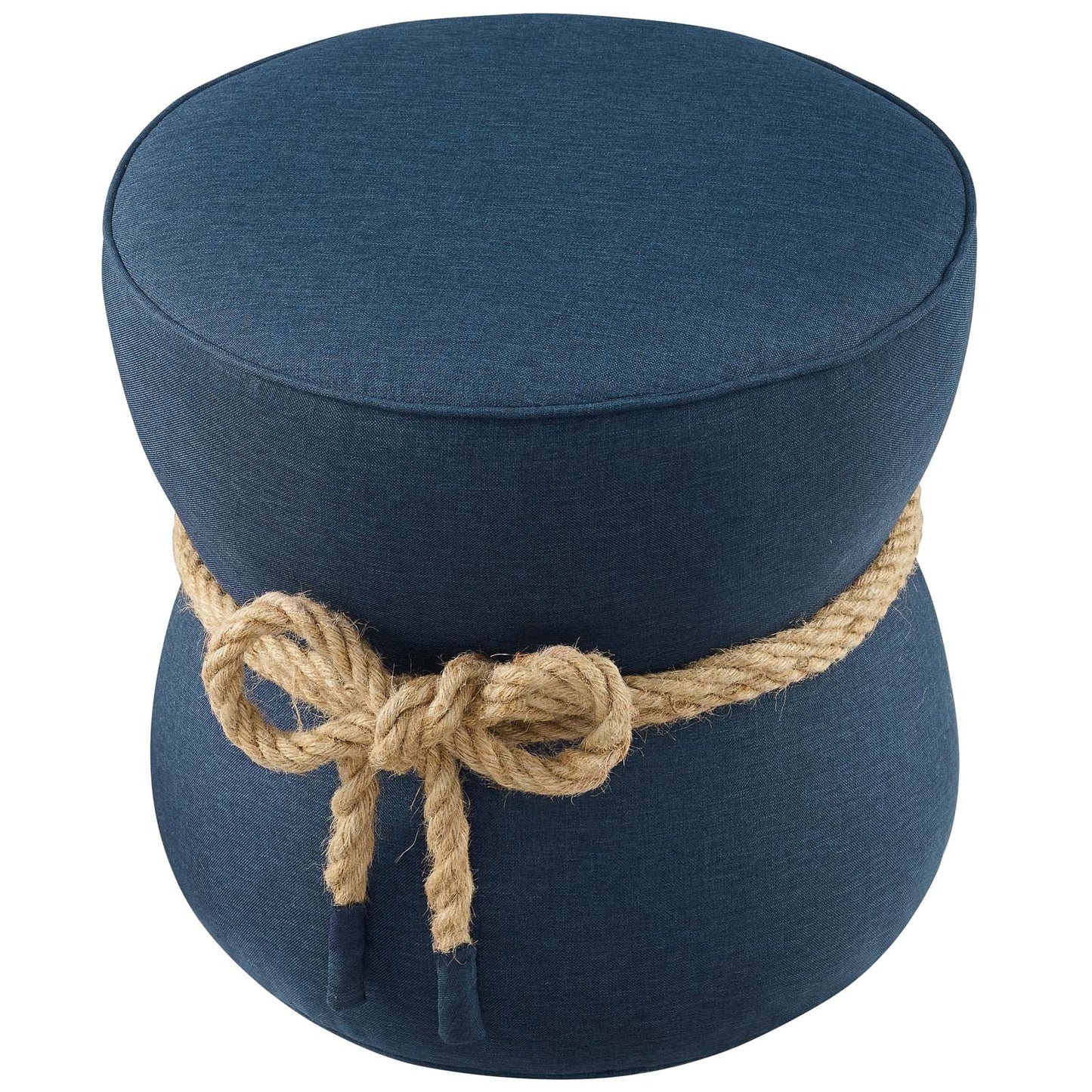 Beat Nautical Rope Upholstered Fabric Ottoman Blue EEI-3483-BLU