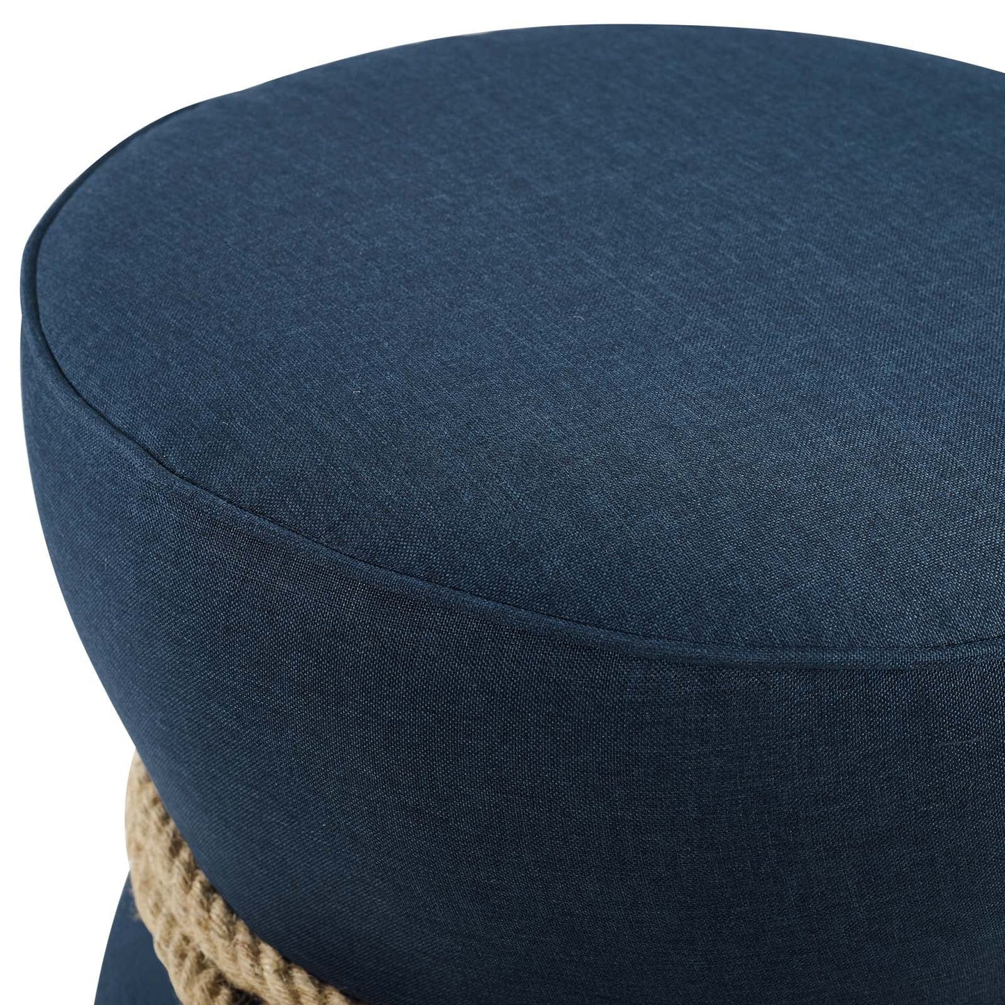 Beat Nautical Rope Upholstered Fabric Ottoman Blue EEI-3483-BLU