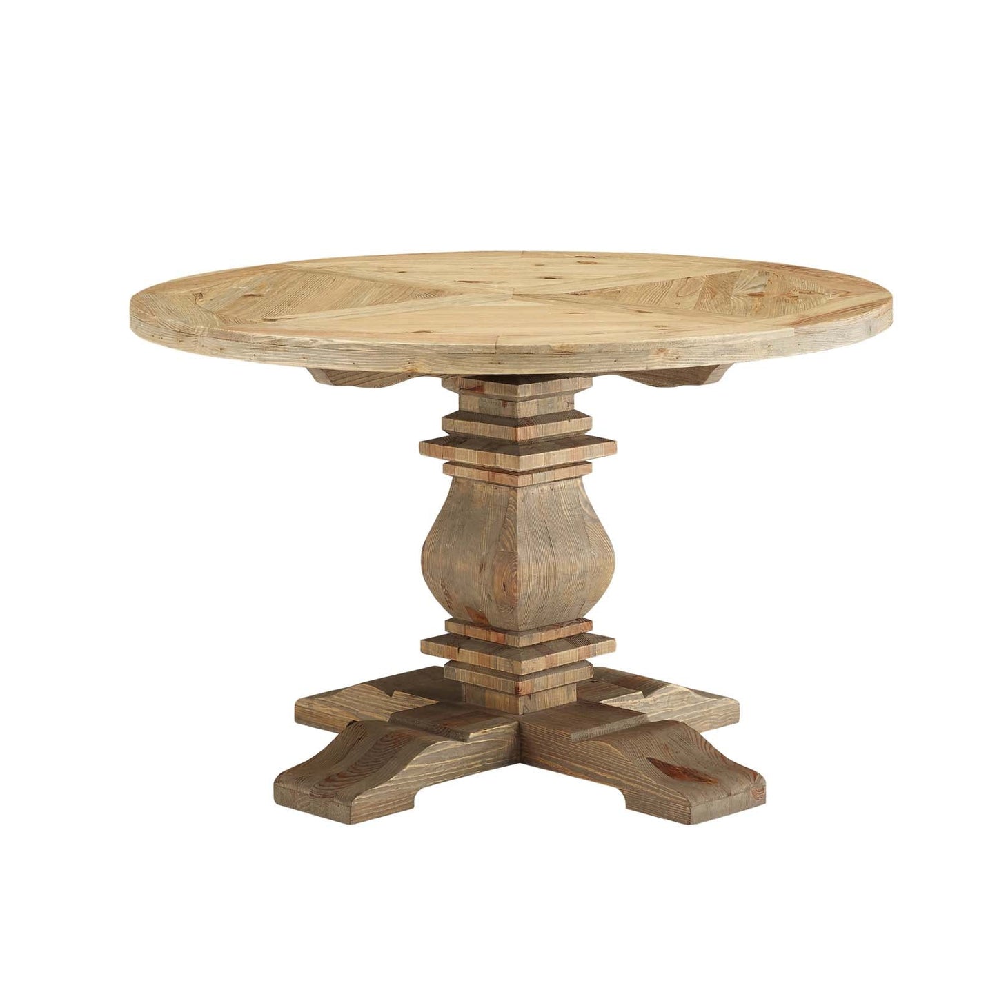 Column Round Pine Wood Dining Table