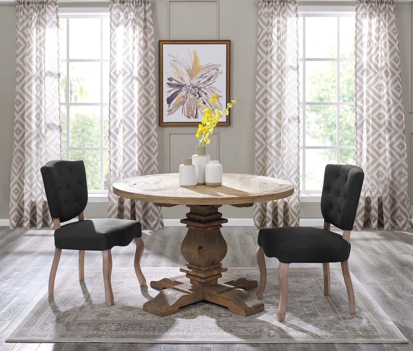 Column Round Pine Wood Dining Table