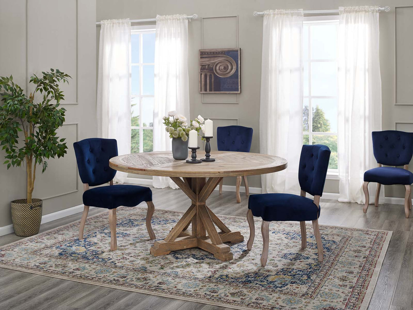 Stitch Round Pine Wood Dining Table