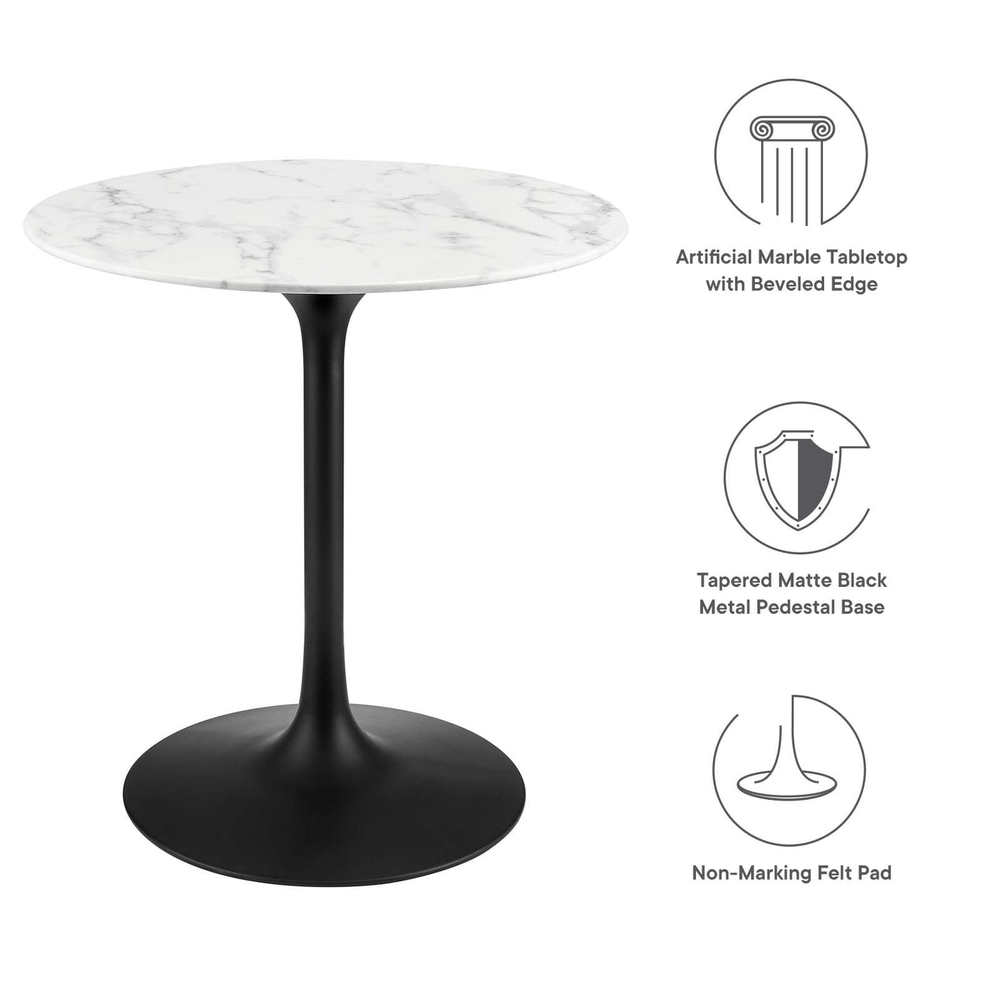 Lippa 28" Artificial Marble & Wood Dining Table Collection