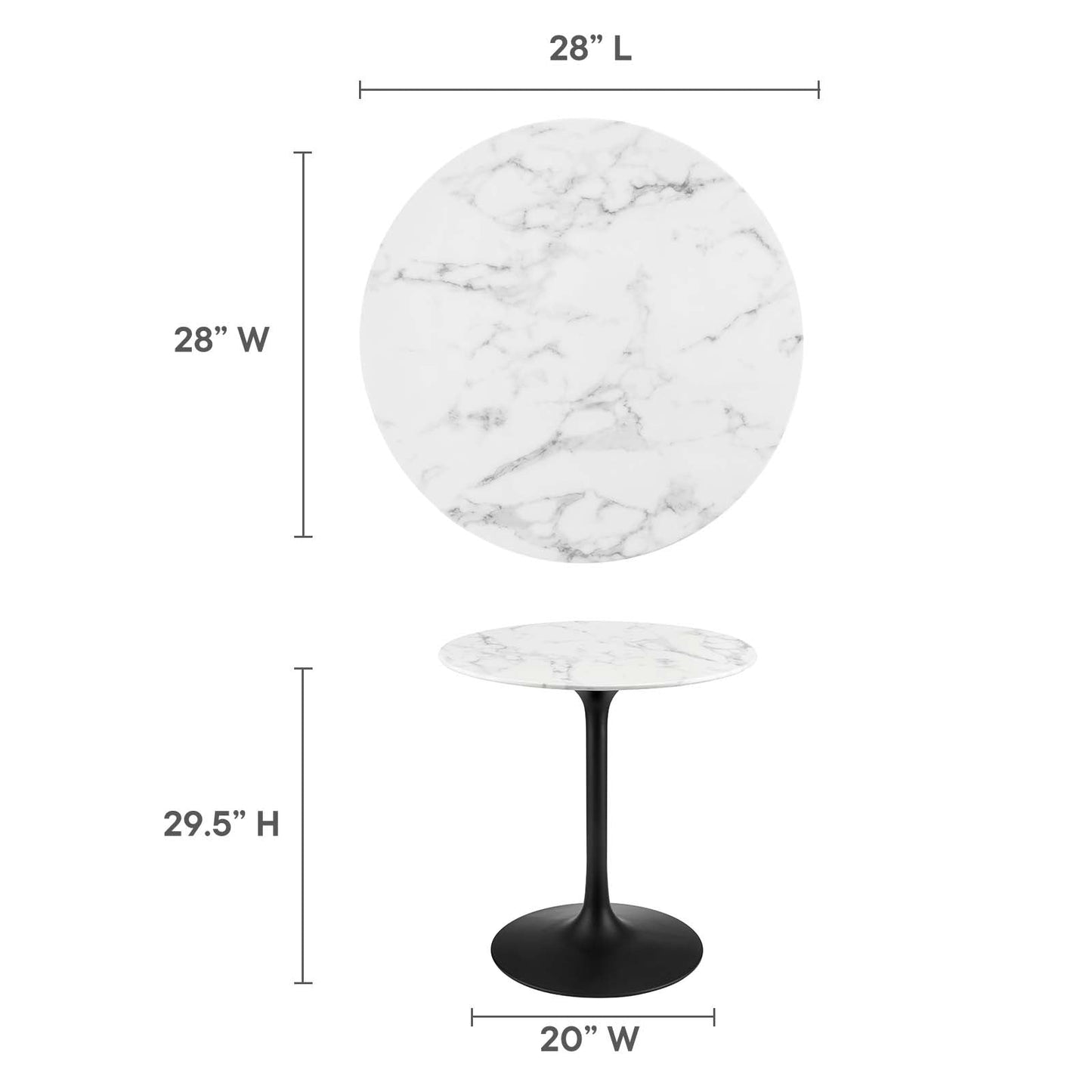 Lippa 28" Artificial Marble & Wood Dining Table Collection