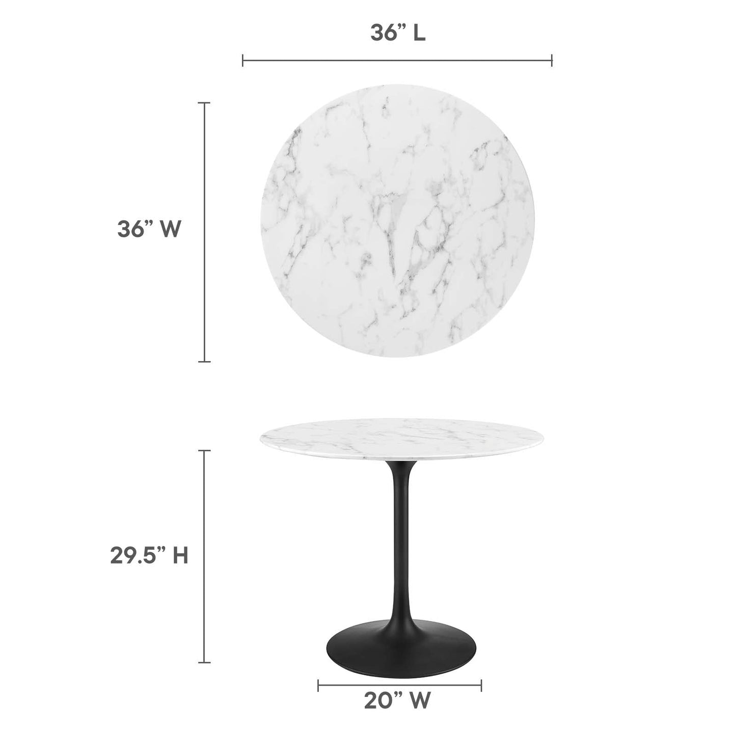 Lippa 36" Artificial Marble and Wood Dining Table Collection