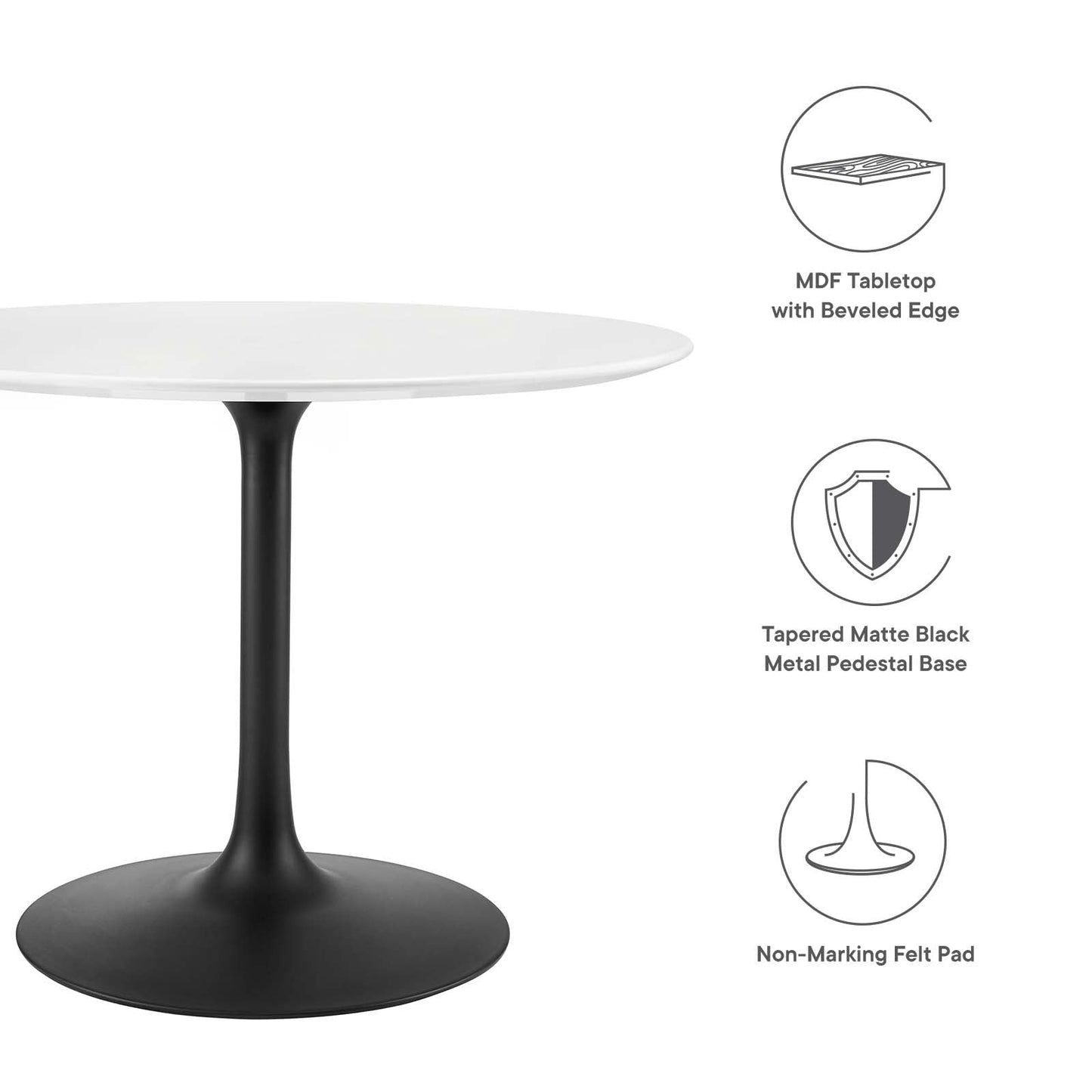 Lippa 40" Round Wood and Artificial Marble Dining Table