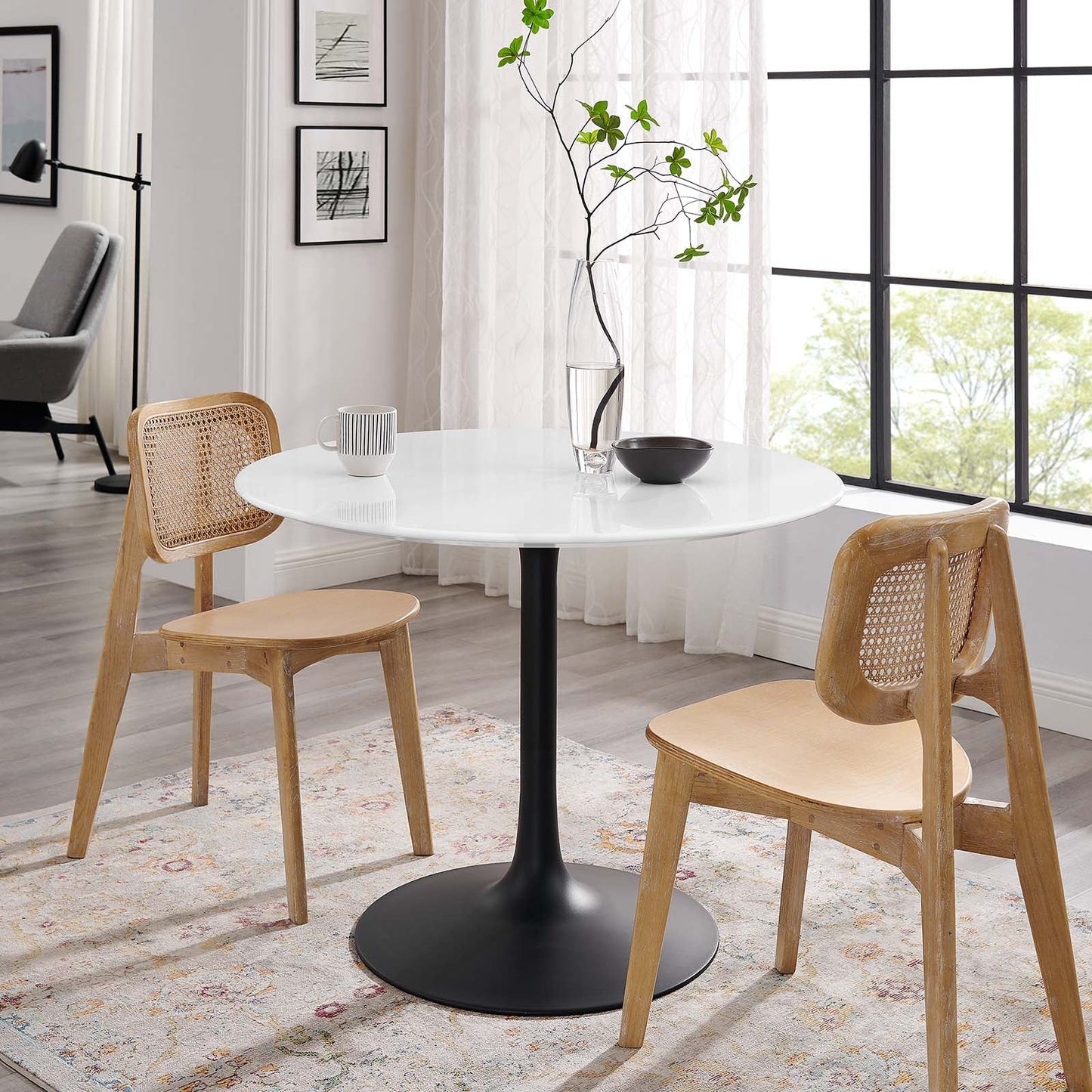 Lippa 40" Round Wood and Artificial Marble Dining Table