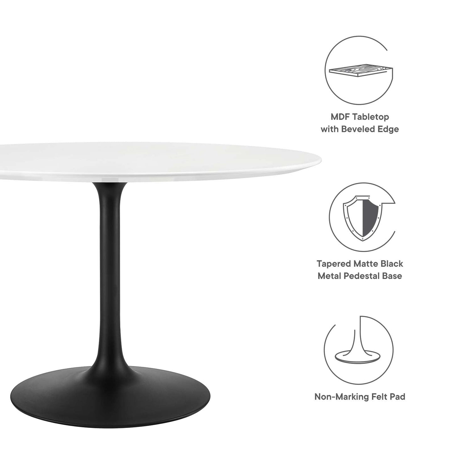 Lippa 48" Dining Table - Artificial Marble, Solid Wood & Metal Options by Modway