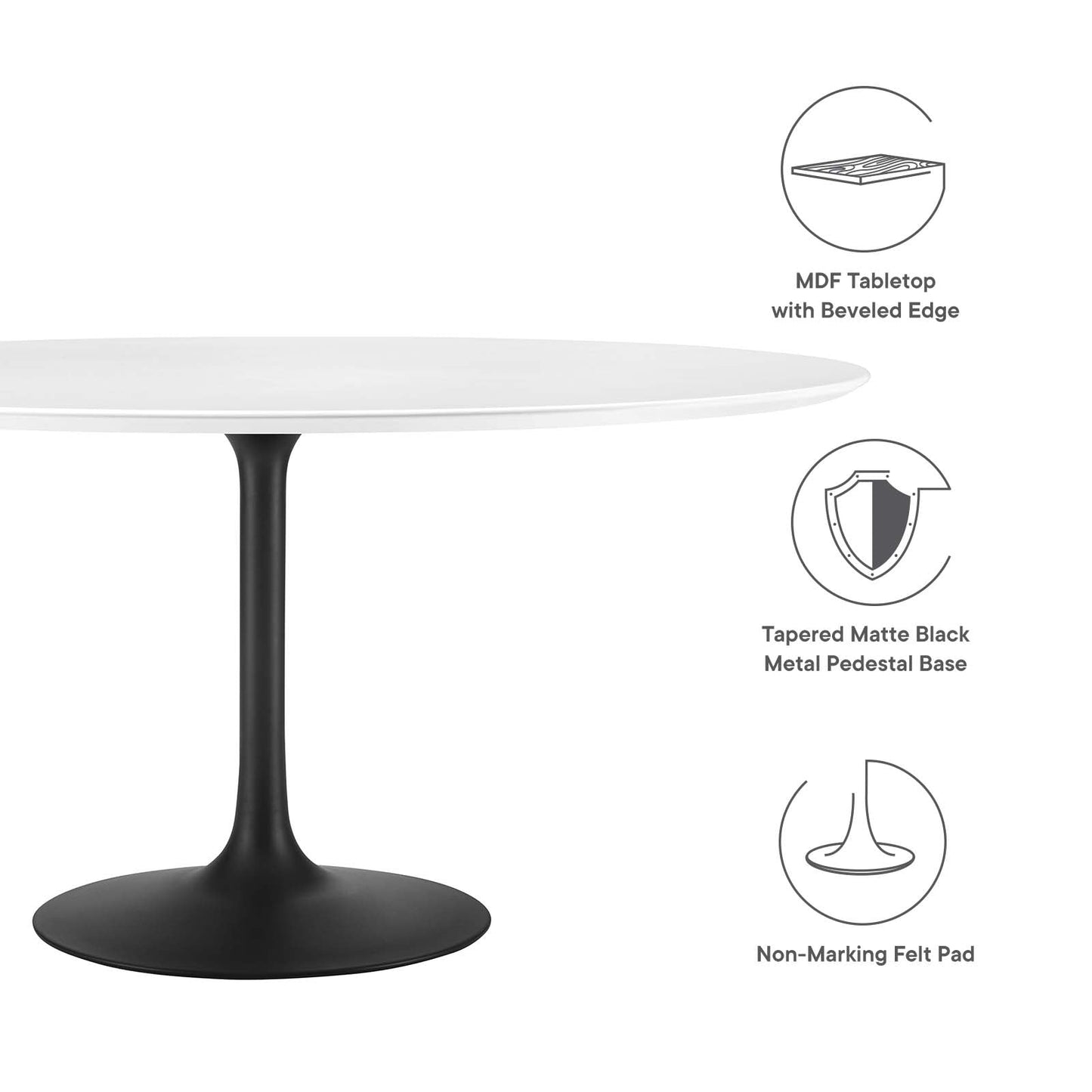 Lippa 60" Round Artificial Marble & Wood Grain Dining Table