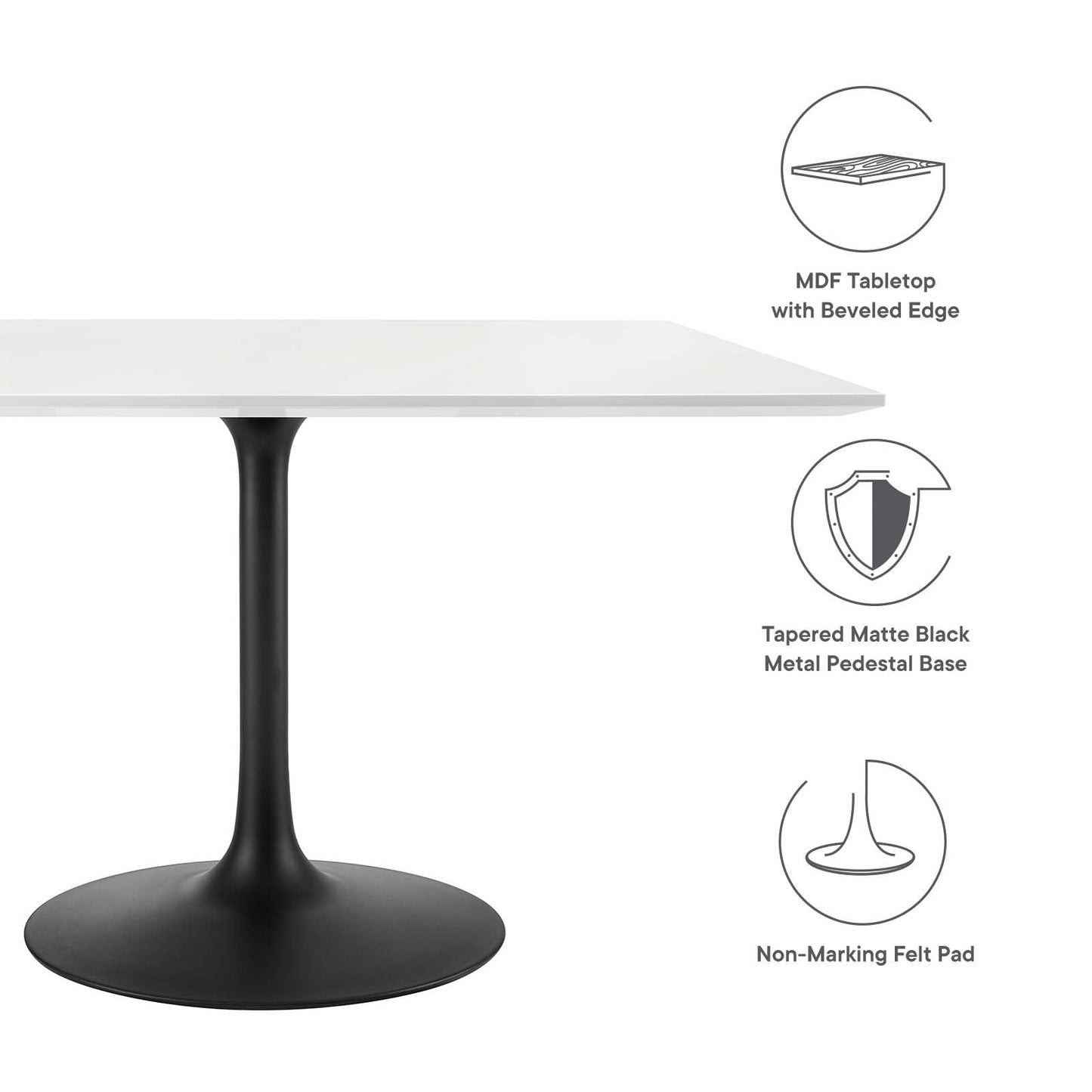 Lippa 48" Dining Table - Artificial Marble, Solid Wood & Metal Options by Modway