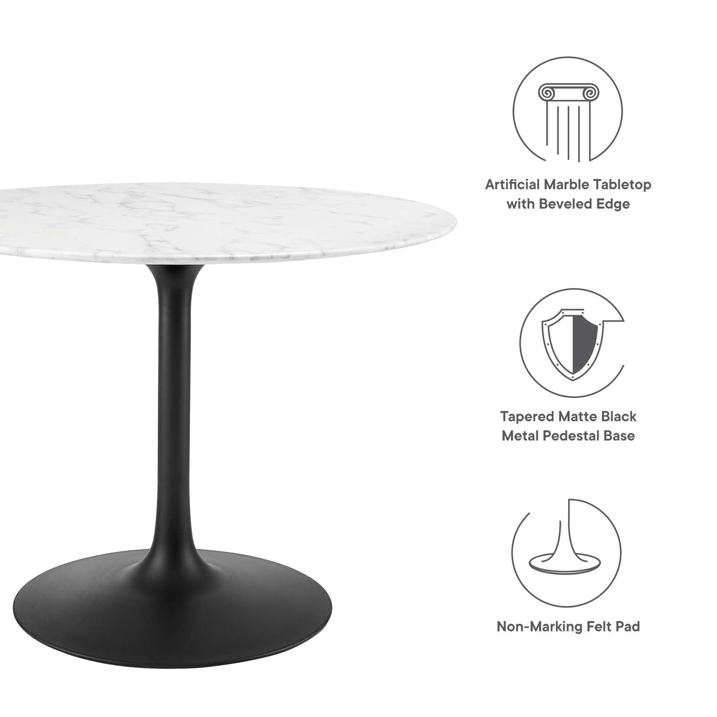 Lippa 40" Round Wood and Artificial Marble Dining Table