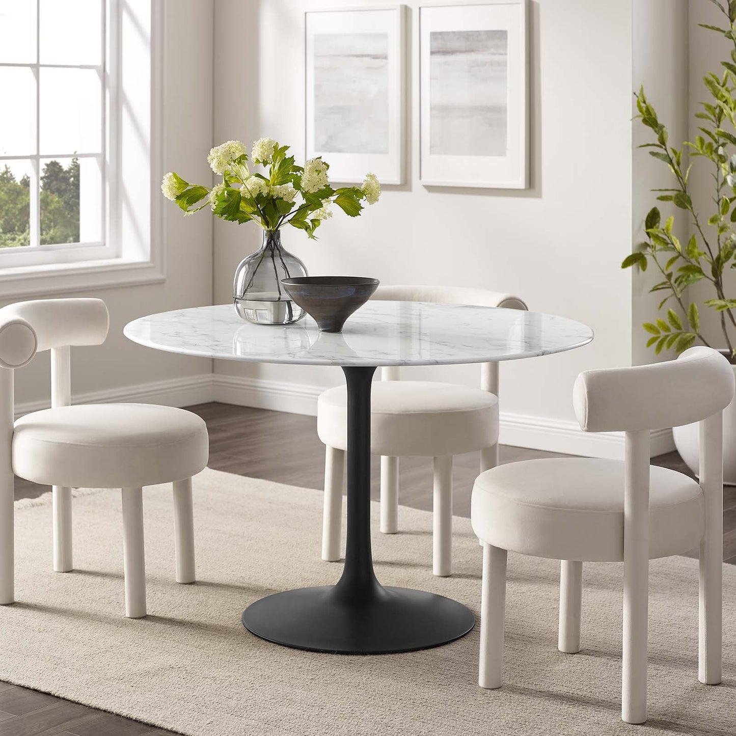 Lippa 48" Dining Table - Artificial Marble, Solid Wood & Metal Options by Modway