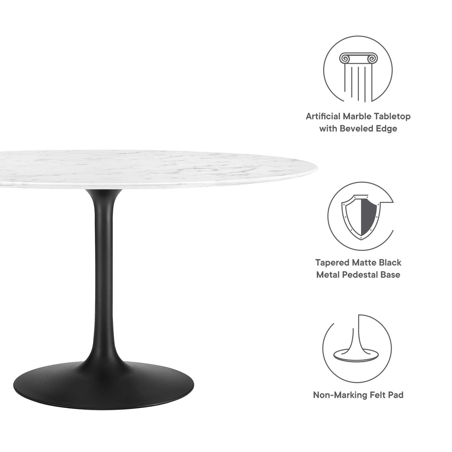 Lippa 54" Round Dining Table - Artificial Marble & Wood Options