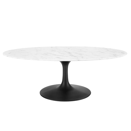 Lippa 48" Oval Artificial Marble and Wood Top Coffee Table