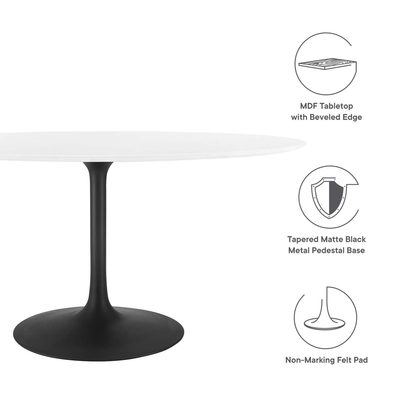 Lippa 60" Oval Artificial Marble Dining Table