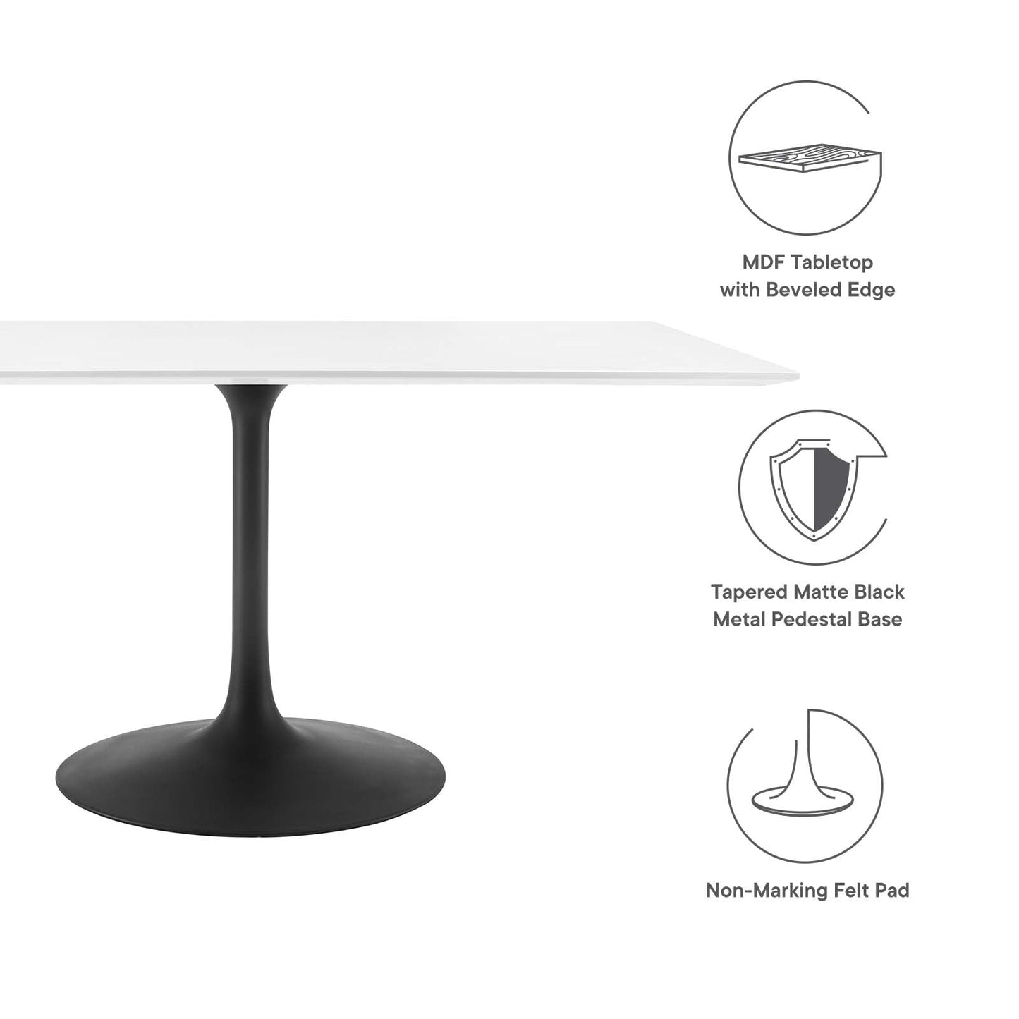 Lippa 60" Rectangle Dining Table - Wood and Metal Options Available