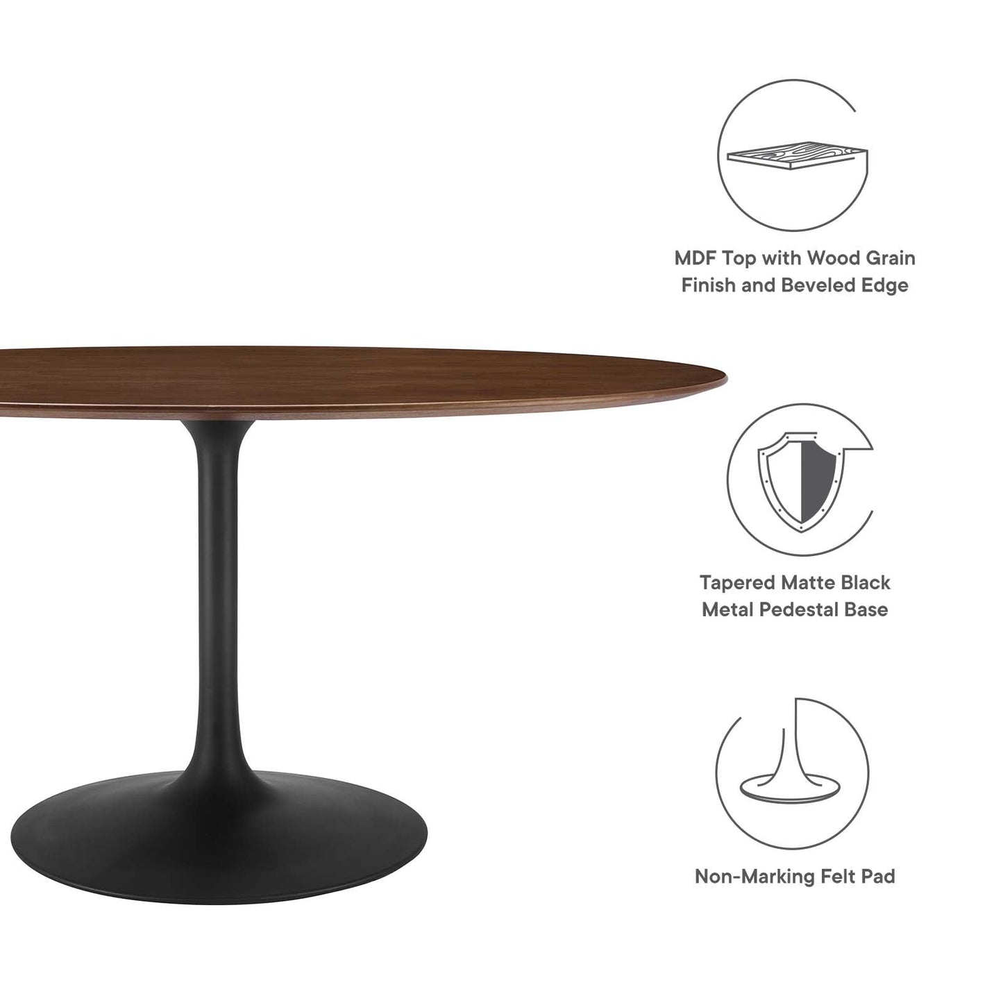 Lippa 60" Oval Dining Table - Terrazzo, Walnut Wood Grain, and Wood Grain Options