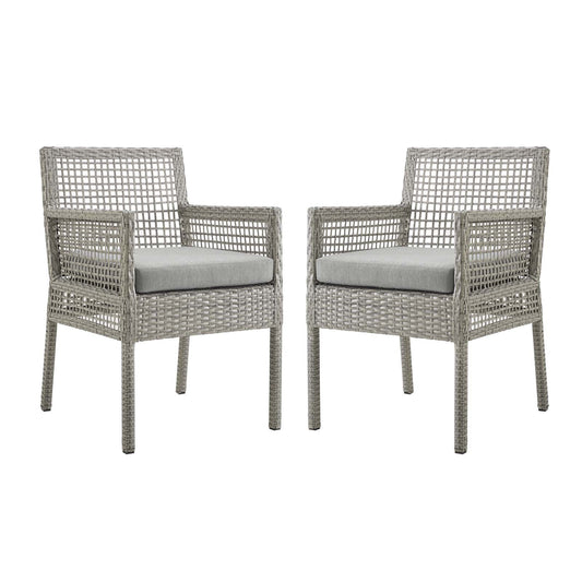 Aura Dining Armchair Outdoor Patio Wicker Rattan Set of 2 or 4 Gray