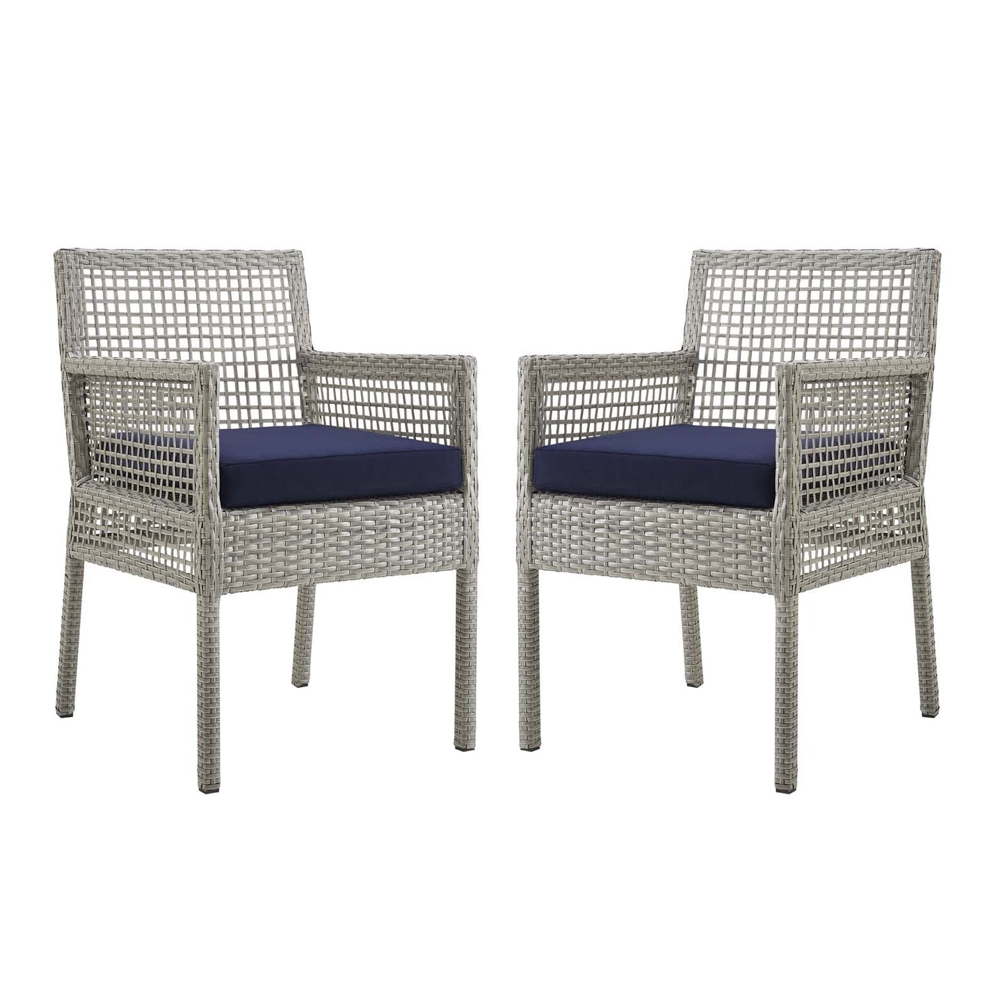 Aura Dining Armchair Outdoor Patio Wicker Rattan Set of 2 or 4 Gray