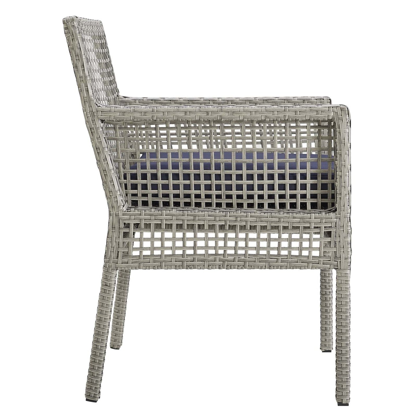 Aura Dining Armchair Outdoor Patio Wicker Rattan Set of 2 or 4 Gray