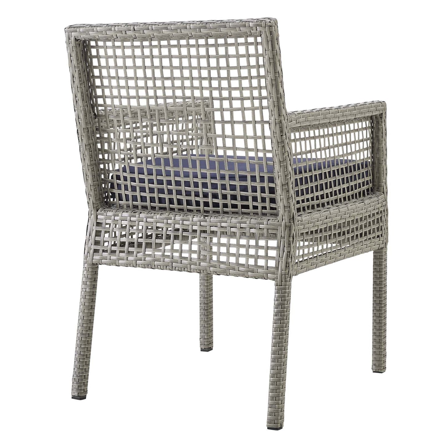 Aura Dining Armchair Outdoor Patio Wicker Rattan Set of 2 or 4 Gray