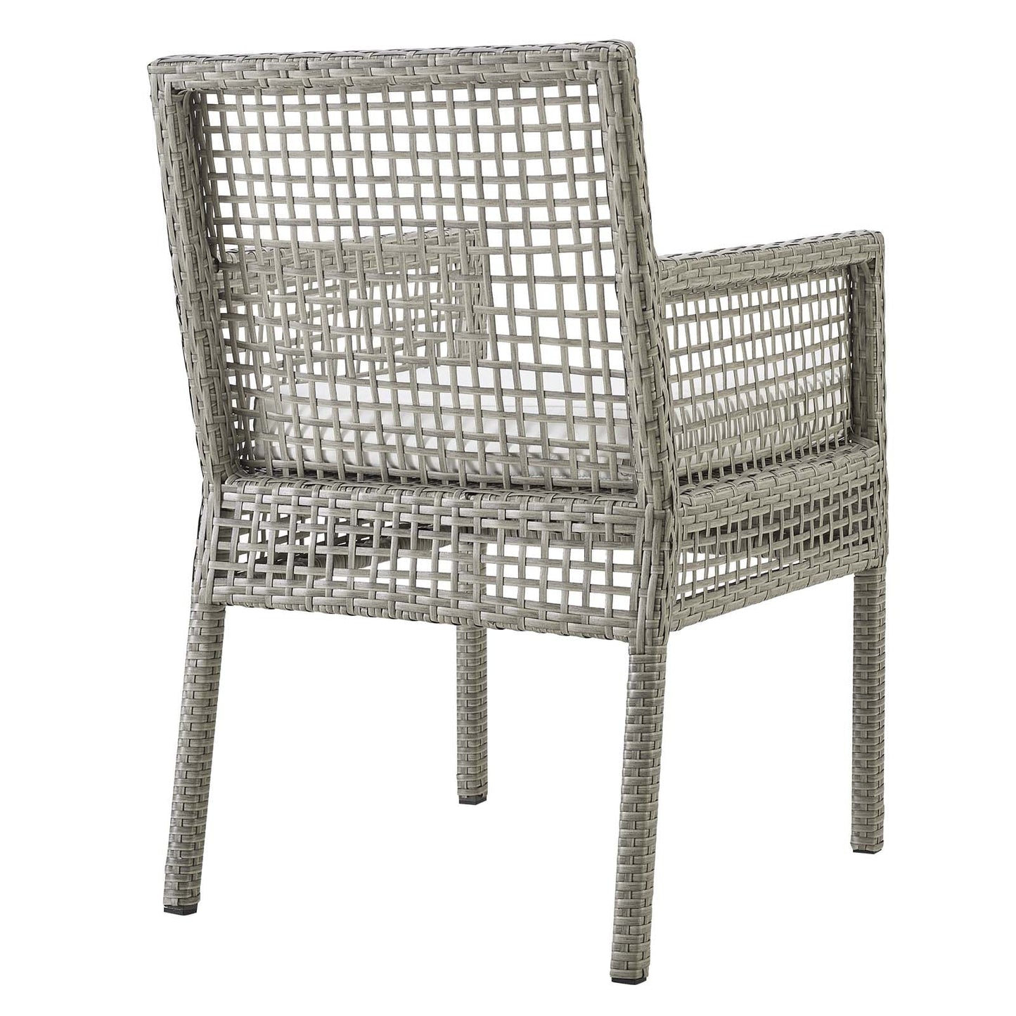 Aura Dining Armchair Outdoor Patio Wicker Rattan Set of 2 or 4 Gray